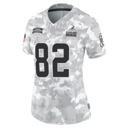 Cleveland Browns Women's Limited Arctic Camo 2024 Salute to Service Jersey (82 Brenden Bates)