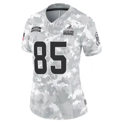 Cleveland Browns Women's Limited Arctic Camo 2024 Salute to Service Jersey (85 David Njoku)