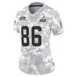 Cleveland Browns Women's Limited Arctic Camo 2024 Salute to Service Jersey (86 Blake Whiteheart)