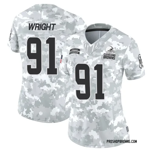 Cleveland Browns Women's Limited Arctic Camo 2024 Salute to Service Jersey (91 Alex Wright)