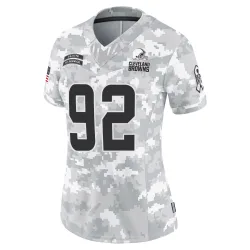 Cleveland Browns Women's Limited Arctic Camo 2024 Salute to Service Jersey (92 Sam Kamara)