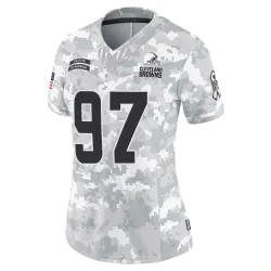Cleveland Browns Women's Limited Arctic Camo 2024 Salute to Service Jersey (97 Jowon Briggs)