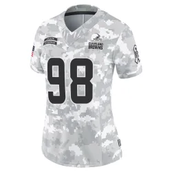 Cleveland Browns Women's Limited Arctic Camo 2024 Salute to Service Jersey (98 Marcus Haynes)