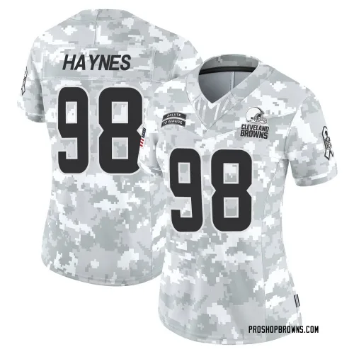 Cleveland Browns Women's Limited Arctic Camo 2024 Salute to Service Jersey (98 Marcus Haynes)
