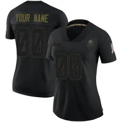 Cleveland Browns Women's Limited Black 2020 Salute To Service Jersey (00 Custom)