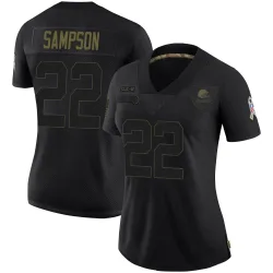 Cleveland Browns Women's Limited Black 2020 Salute To Service Jersey (22 Dylan Sampson)