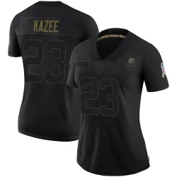 Cleveland Browns Women's Limited Black 2020 Salute To Service Jersey (23 Damontae Kazee)