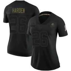 Cleveland Browns Women's Limited Black 2020 Salute To Service Jersey (26 Myles Harden)