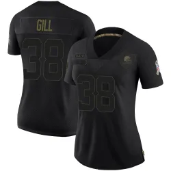 Cleveland Browns Women's Limited Black 2020 Salute To Service Jersey (38 Jaelen Gill)
