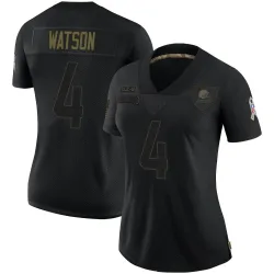 Cleveland Browns Women's Limited Black 2020 Salute To Service Jersey (4 Deshaun Watson)