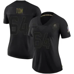Cleveland Browns Women's Limited Black 2020 Salute To Service Jersey (64 Cameron Tom)
