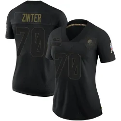 Cleveland Browns Women's Limited Black 2020 Salute To Service Jersey (70 Zak Zinter)