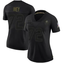 Cleveland Browns Women's Limited Black 2020 Salute To Service Jersey (72 Jason Ivey)