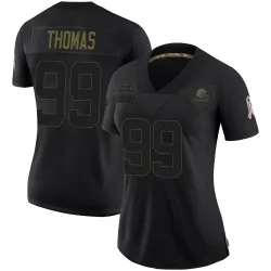 Cleveland Browns Women's Limited Black 2020 Salute To Service Jersey (99 Cameron Thomas)