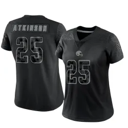 Cleveland Browns Women's Limited Black Reflective Jersey (25 George Atkinson)