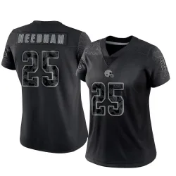 Cleveland Browns Women's Limited Black Reflective Jersey (25 Nik Needham)