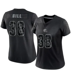 Cleveland Browns Women's Limited Black Reflective Jersey (38 Jaelen Gill)