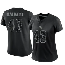 Cleveland Browns Women's Limited Black Reflective Jersey (43 Mohamoud Diabate)