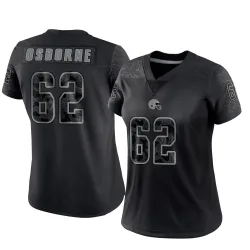 Cleveland Browns Women's Limited Black Reflective Jersey (62 Justin Osborne)