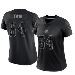 Cleveland Browns Women's Limited Black Reflective Jersey (64 Cameron Tom)