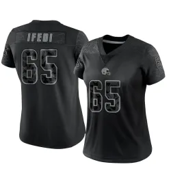 Cleveland Browns Women's Limited Black Reflective Jersey (65 Germain Ifedi)
