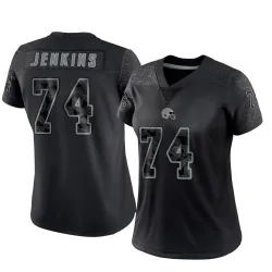 Cleveland Browns Women's Limited Black Reflective Jersey (74 Teven Jenkins)