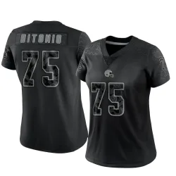 Cleveland Browns Women's Limited Black Reflective Jersey (75 Joel Bitonio)