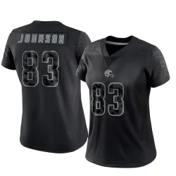 Cleveland Browns Women's Limited Black Reflective Jersey (83 Kisean Johnson)