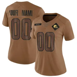 Cleveland Browns Women's Limited Brown 2023 Salute To Service Jersey (00 Custom)