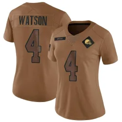 Cleveland Browns Women's Limited Brown 2023 Salute To Service Jersey (4 Deshaun Watson)