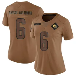 Cleveland Browns Women's Limited Brown 2023 Salute To Service Jersey (6 Jeremiah Owusu-Koramoah)