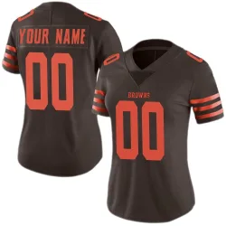 Cleveland Browns Women's Limited Brown Color Rush Jersey (00 Custom)