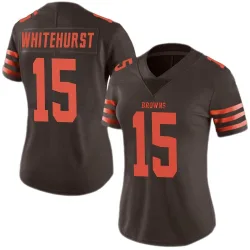 Cleveland Browns Women's Limited Brown Color Rush Jersey (15 Charlie Whitehurst)