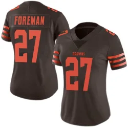 Cleveland Browns Women's Limited Brown Color Rush Jersey (27 D'Onta Foreman)