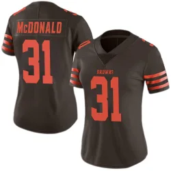 Cleveland Browns Women's Limited Brown Color Rush Jersey (31 Cade McDonald)