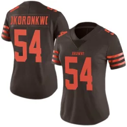Cleveland Browns Women's Limited Brown Color Rush Jersey (54 Ogbo Okoronkwo)