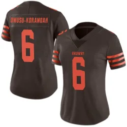 Cleveland Browns Women's Limited Brown Color Rush Jersey (6 Jeremiah Owusu-Koramoah)