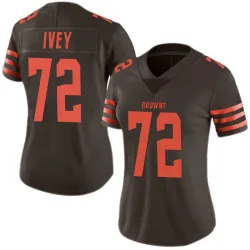 Cleveland Browns Women's Limited Brown Color Rush Jersey (72 Jason Ivey)