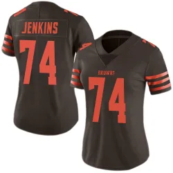 Cleveland Browns Women's Limited Brown Color Rush Jersey (74 Teven Jenkins)