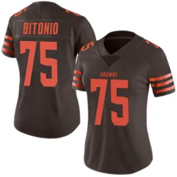 Cleveland Browns Women's Limited Brown Color Rush Jersey (75 Joel Bitonio)
