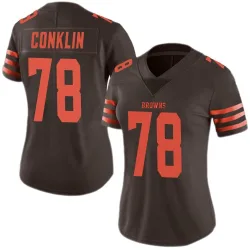 Cleveland Browns Women's Limited Brown Color Rush Jersey (78 Jack Conklin)