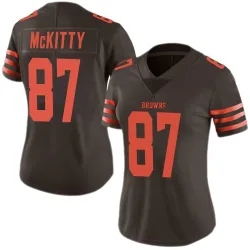 Cleveland Browns Women's Limited Brown Color Rush Jersey (87 Tre' McKitty)