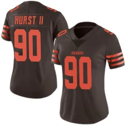 Cleveland Browns Women's Limited Brown Color Rush Jersey (90 Maurice Hurst II)