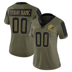 Cleveland Browns Women's Limited Olive 2021 Salute To Service Jersey (00 Custom)
