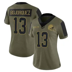 Cleveland Browns Women's Limited Olive 2021 Salute To Service Jersey (13 Corey Bojorquez)