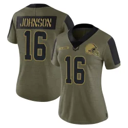 Cleveland Browns Women's Limited Olive 2021 Salute To Service Jersey (16 Diontae Johnson)