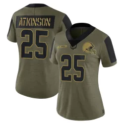 Cleveland Browns Women's Limited Olive 2021 Salute To Service Jersey (25 George Atkinson)