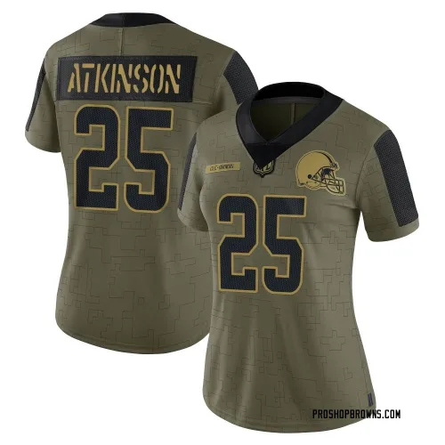 Cleveland Browns Women's Limited Olive 2021 Salute To Service Jersey (25 George Atkinson)