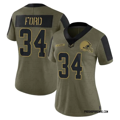 Cleveland Browns Women's Limited Olive 2021 Salute To Service Jersey (34 Jerome Ford)