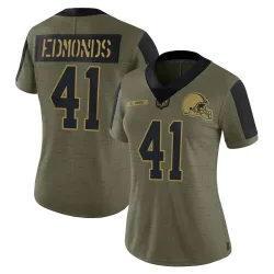 Cleveland Browns Women's Limited Olive 2021 Salute To Service Jersey (41 Chris Edmonds)